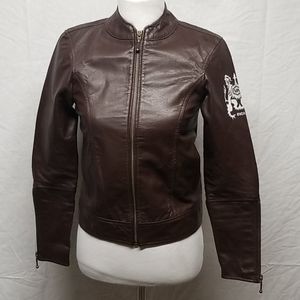 Womens RVCA Brown Leather Jacket